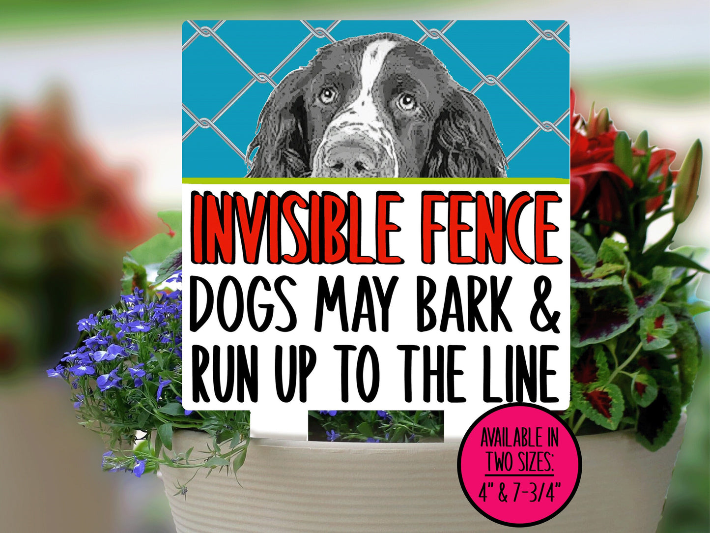 Springer Spaniel Invisible Fence Sign, Outdoor Sign Porch Sign, Metal Sign, Warning Sign, Dog Sign for Home, Small Yard Sign, Dog Fence Sign