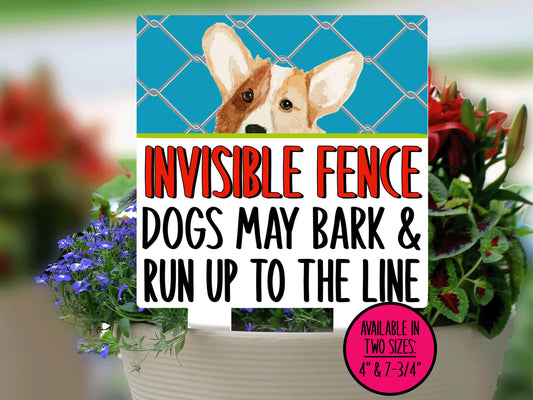 Welsh Corgi Dog Invisible Fence Sign, Outdoor Sign, Porch Sign, Metal Sign, Warning Sign, Dog Sign for Home, Small Yard Sign, Dog Fence Sign