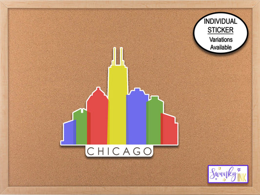 Chicago Skyline Vinyl Decal Sticker, Phone Sticker, Journal Stickers, Art Sticker Labels, Computer Stickers, Chicago Decal, Chicago Gifts