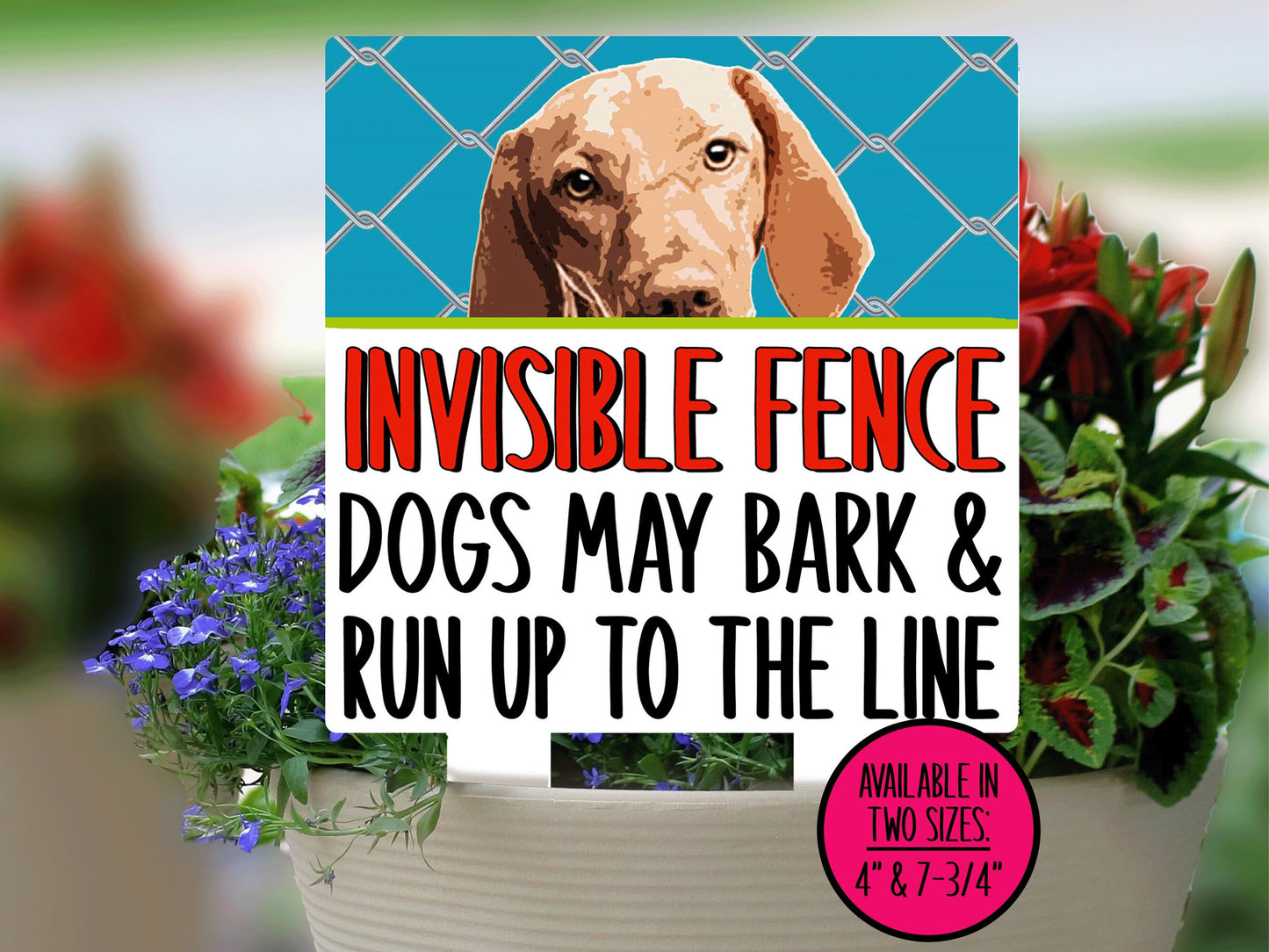 Vizsla Dog Invisible Fence Sign, Outdoor Sign, Porch Sign, Metal Sign, Warning Sign, Dog Signs for Home, Small Yard Sign, Dog Fence Sign