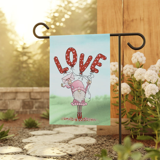 Valentine Gnome Welcome Garden Flag, Valentines Day Flag, Gnome Decor Porch Flag Valentine Gift, Love Spring Garden Flag, Happy Valentine