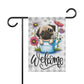 Pug Dog Welcome Garden Flag, Spring Garden Flag, Dog Lover Gift House Flag, Outdoor Flag, Pug Dog Mom, Dog Dad Porch Welcome Sign Pug Gifts