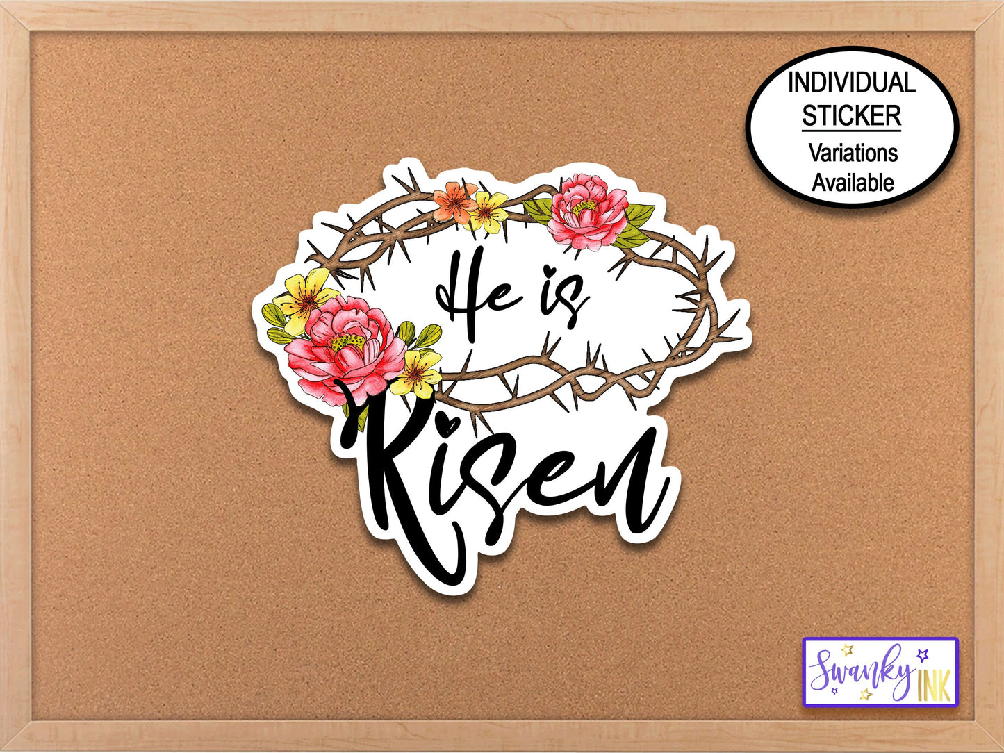 He Is Risen Easter Sticker, Faith Stickers, Crown of Thorns Journal Sticker, Phone Sticker, Planner Stickers, Bible Verse Sticker, Scripture