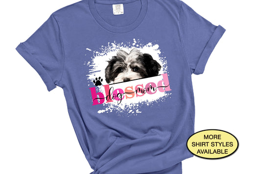 MaltiPoo Blessed Dog Mom T-shirt, Maltese Poodle Peeking Dog Owner Shirt, Fur Mama, Dog Lover, Mothers Day Gifts, Paw Print, Rescue Mom