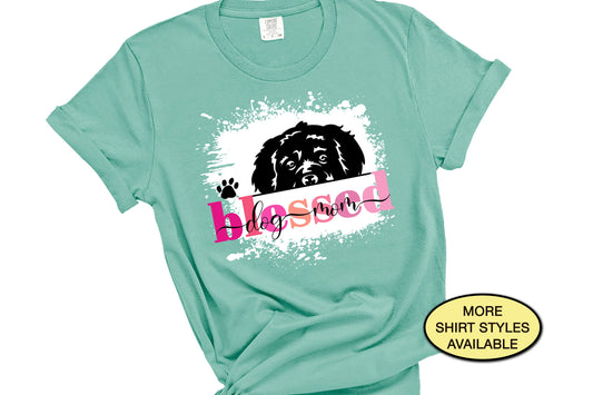 Newfoundland Blessed Dog Mom T-shirt, Funny Peeking Dog Owner Shirt, Fur Mama Dog Lover Mothers Day Gift, Paw Print Rescue Mom, Vet Tech Tee