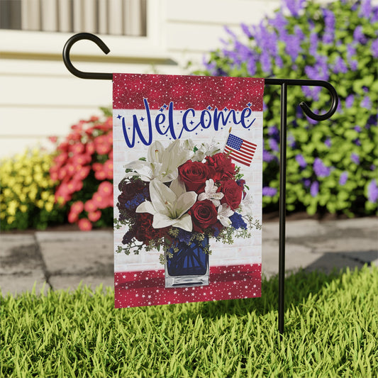 Welcome Garden Flag, USA Flag, Outdoor Welcome Sign, American Flag Print, Porch Welcome Sign, July 4th Welcome Home Gifts, Summer Garden