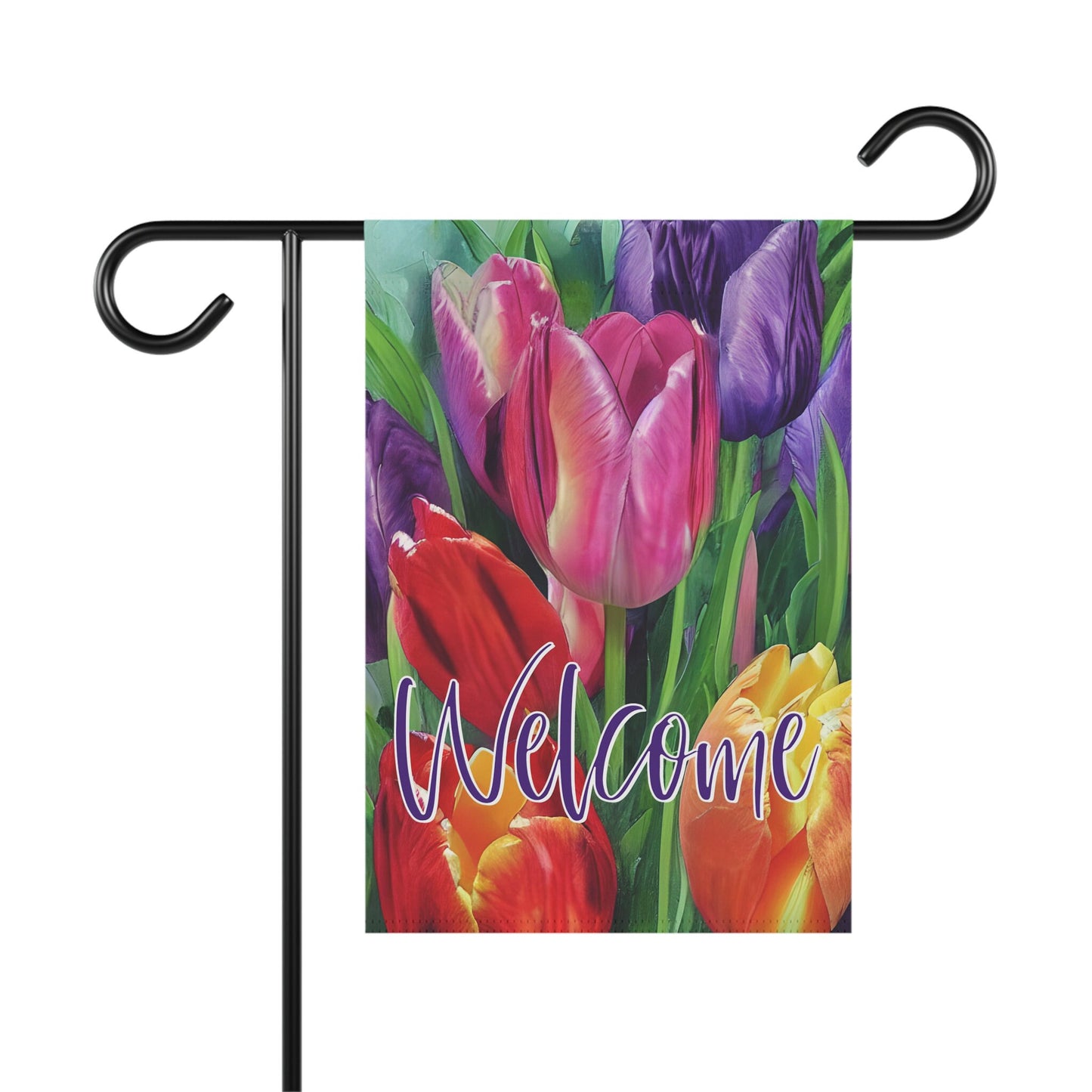 Tulips Welcome Garden Flag, Garden Art, Tulip Print Garden Decoration, Porch Flag, House Flag, Grandma Garden Outdoor Flag, Farmhouse Flag