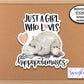 Just A Girl Who Loves Hippopotamuses Laptop Die Cut Sticker, Water Bottle Sticker, Hippopotamus Phone Sticker, Journal Sticker, Hippo Decal