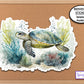 Swimming Sea Turtle Watercolor Clip Art Ocean Laptop Sticker, Water Bottle Sticker, Phone Case Sticker, Turtle Lover Gift, Planner Stickers