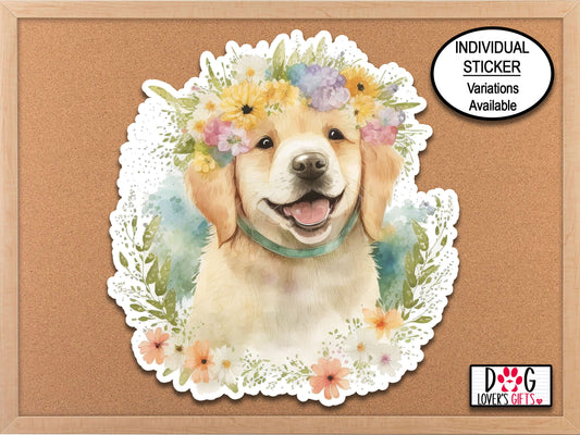 Golden Retriever Planner Sticker, Golden Mom Water Bottle Sticker, Phone Case Sticker, Calendar Stickers, Spring Flowers Pet Dog Stickers