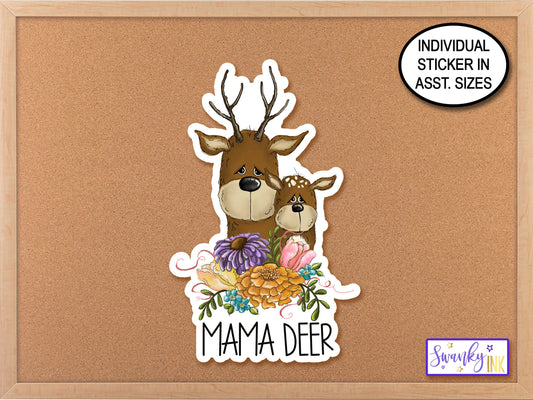 Mama Deer Camping Sticker Decal, Water Bottle Sticker, Planner Sticker, Nature Sticker, Mom Sticker, Woodland Animals Sticker, Mommy and Me