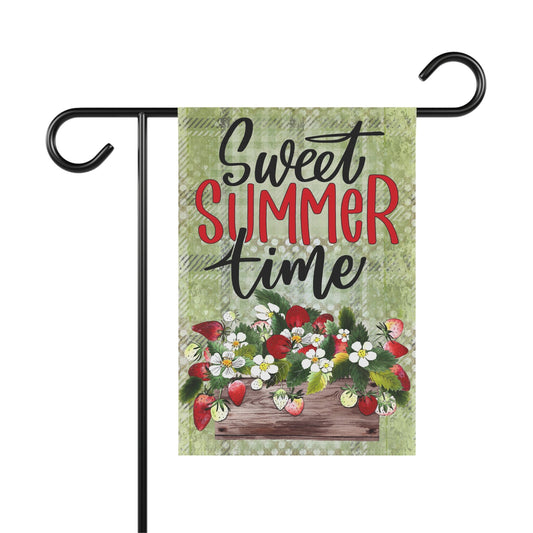 Sweet Summer Time Outdoor Flag, Strawberry Garden Flag, Summertime Strawberries Banner, House Flag Decor, Housewarming Gift for Best Friend