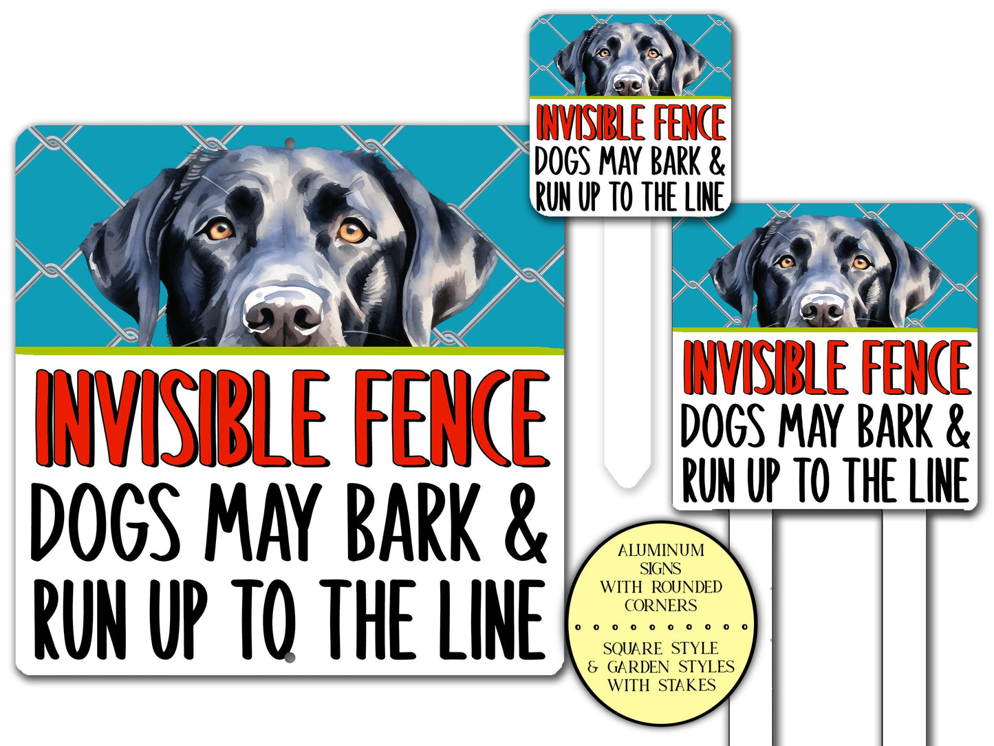 Black Lab Dog Invisible Fence Sign, Outdoor Sign, Dog Dad Gift Porch Sign, Beware Dog Owner Warning Sign, Labrador Retriever Dog Fence Sign