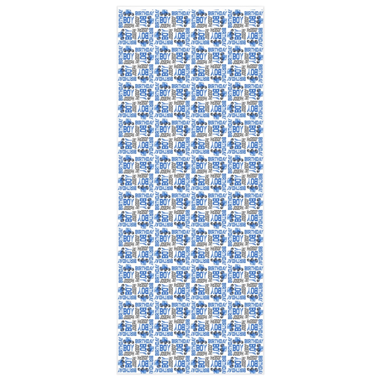 Blue Tractor Birthday Boy Personalized Gift Wrapping Paper, Farm Party Gift Wrap Paper, Baby Shower Wrapping Paper Roll, Personalized Name