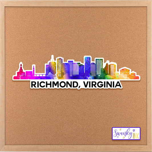 Richmond Virginia Skyline Vinyl Sticker, Phone Sticker, Welcome Bag Stickers, Journal Sticker, Sticker Label, Computer Stickers, Planner Art