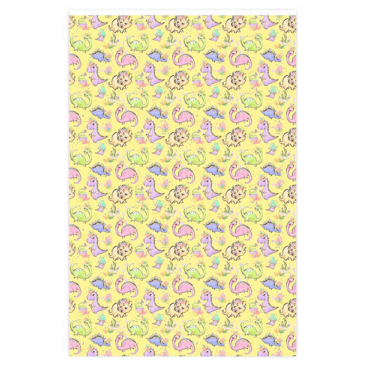 Yellow Dinosaur Pattern Gift Wrap Paper, Girl Dinosaur Print Love Gift, Dinosaur Art, Gift Wrapping Paper, Dinosaur Gifts, Baby Girl Gifts