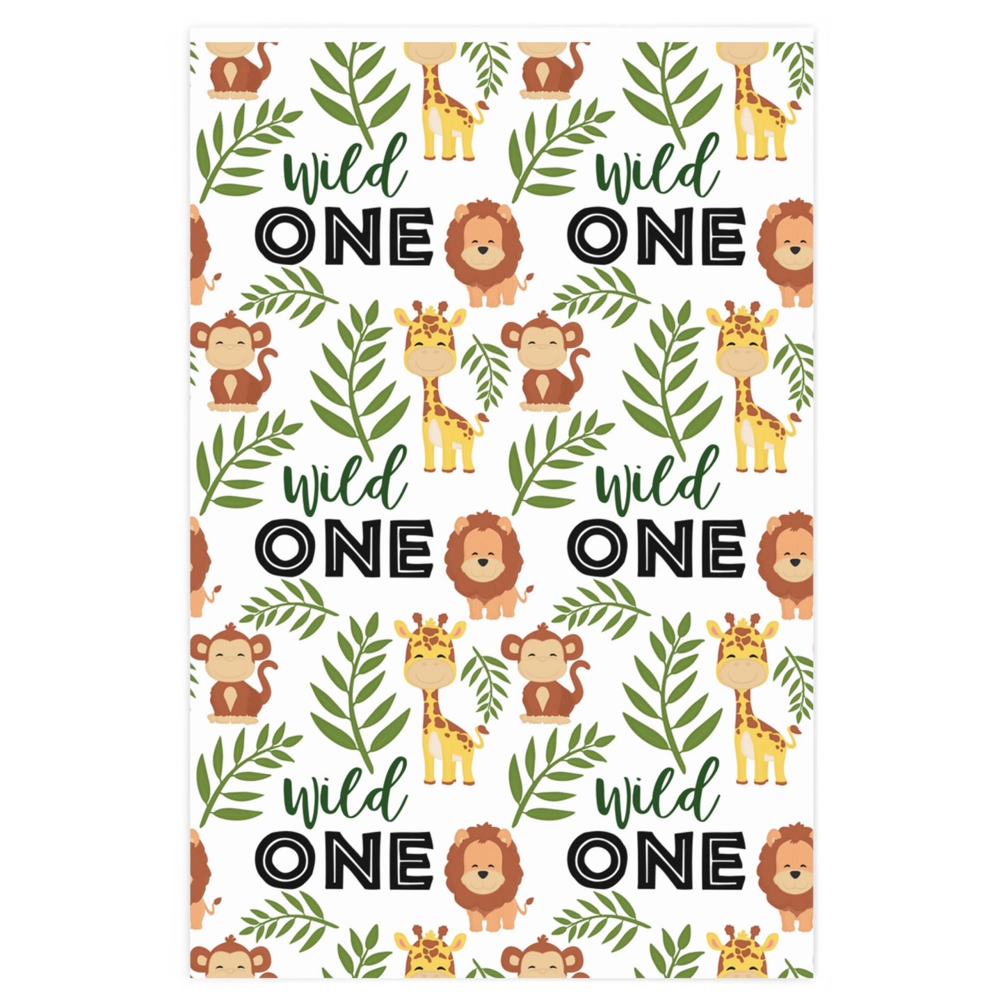 Wild One Gift Wrap Paper, Wild One Party Decor, Wild One Birthday Gift Wrapping Paper, Lion Monkey Giraffe Two Wild Party, Wild Animal Party