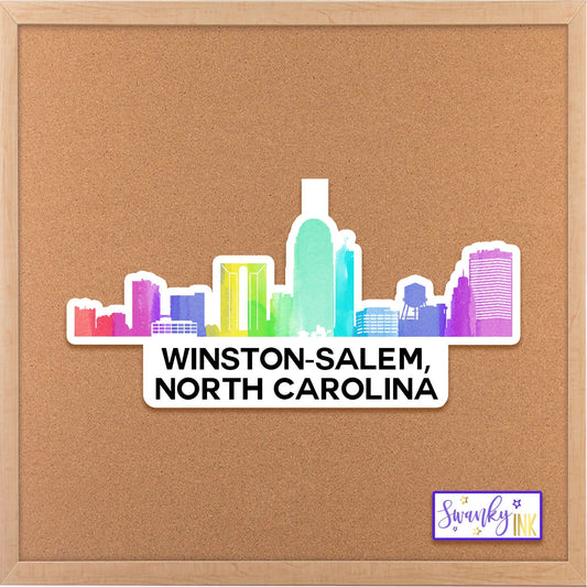 Winston-Salem North Carolina Skyline Vinyl Sticker, Phone Sticker, Welcome Bag Stickers, Journal Sticker, Sticker Label, Computer Stickers