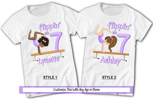 Gymnastics Birthday Shirt, Kids Birthday Shirt, Birthday Girl Tshirt, Customized Shirt, Gymnast Party Gift, Gym Outfit, Tumble Beam Bars