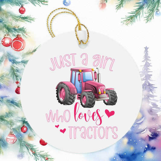 Just A Girl Who Loves Tractors Christmas Ornament, Farmer Ornament, Besties Ornament Wine Gift Bag Tag, Christmas Gift Tag, Holiday Present