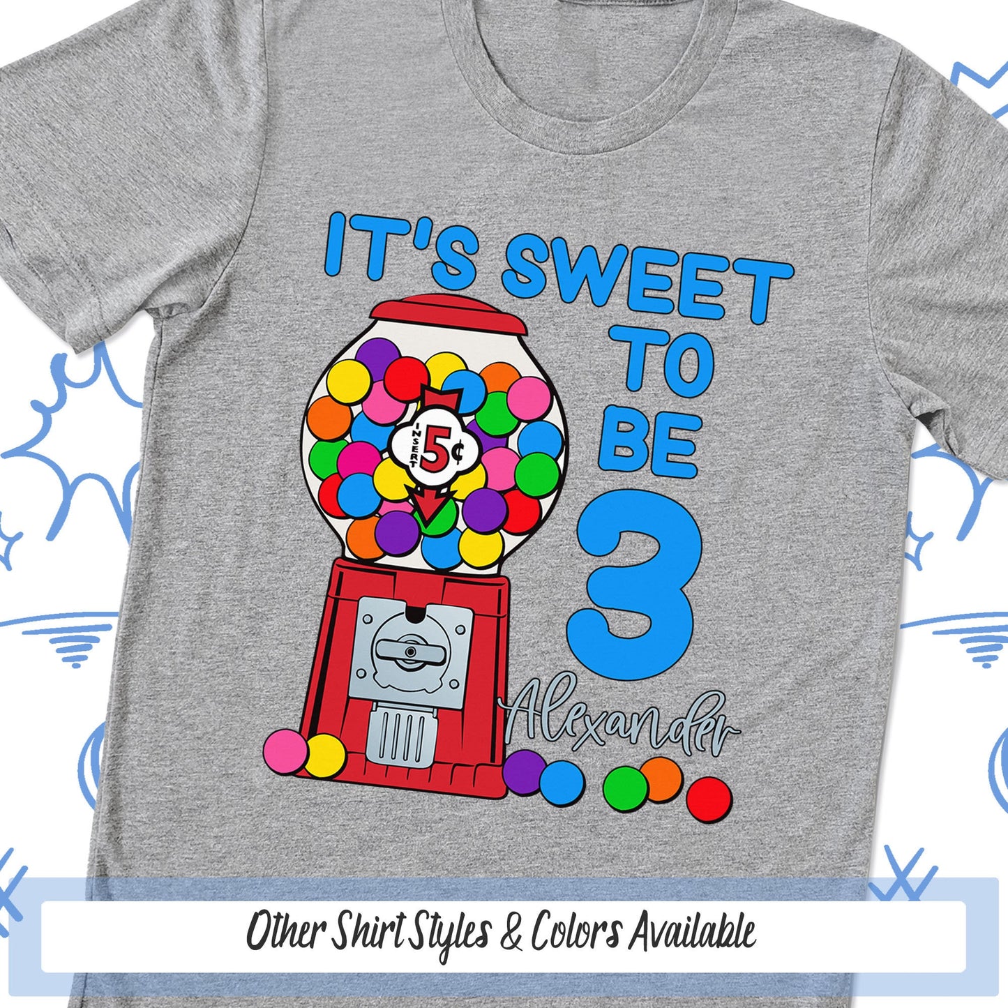 a t - shirt that says it&#39;s sweet to be 3 and has a